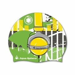 Aqua Sphere Headphones Graphic Silicone Swim Cap - 2017